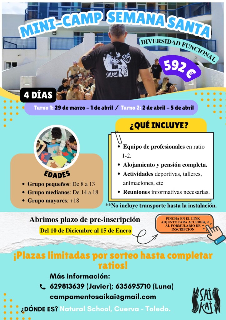 !ABRIMOS PRE-INSCRIPCIÓN PARA NUESTRO MINI-CAMPAMENTO DE SEMANA SANTA¡ | DIVERSIDAD FUNCIONAL